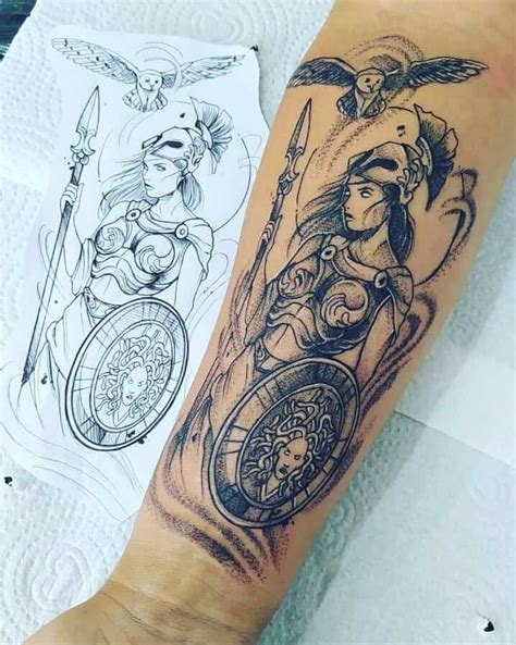 atenea tatuajes de diosas griegas|50 Tatuajes de Atenea (Con el significado)